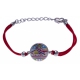 Bracelet acier - maison colorée - nacre - émail - coton rouge - 16+4cm