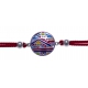 Bracelet acier - maison colorée - nacre - émail - coton rouge - 16+4cm