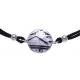 Bracelet acier - maison noir&blanc - nacre - émail - coton noir - 16+4cm