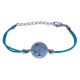 Bracelet acier - arbre de vie - nacre - émail - coton bleu - 16+4cm