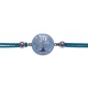 Bracelet acier - arbre de vie - nacre - émail - coton bleu - 16+4cm