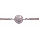 Bracelet acier - arbre de vie - nacre - émail - coton marron - 16+4cm