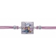 Bracelet acier - nacre - émail - coton rose - 16+4cm