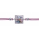 Bracelet acier - nacre - émail - coton rose - 16+4cm