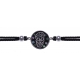 Bracelet acier - tête de mort - nacre - émail - coton noir - 16+4cm