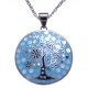 Collier en acier - arbre de vie - nacre - émail - 45+10cm