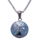 Collier en acier - arbre de vie - nacre - émail - petit volume - longueur 38+5cm