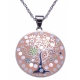 Collier en acier - arbre de vie - nacre - émail - 45+10cm