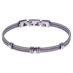 Bracelet acier - 3 câbles acier - vis et composants acier - 19,5 + 1,5cm