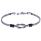 Bracelet acier - 2 câbles acier - nœud marin - cordon nautique bleu - 19,5 + 2,5cm