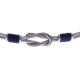 Bracelet acier - 2 câbles acier - nœud marin - cordon nautique bleu - 19,5 + 2,5cm