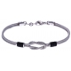 Bracelet acier - 2 câbles acier - nœud marin - cordon nautique noir - 19,5 + 2,5cm