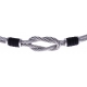 Bracelet acier - 2 câbles acier - nœud marin - cordon nautique noir - 19,5 + 2,5cm