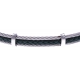 Bracelet acier - 2 cable acier - cuir tressé vert militaire italien - 19,5+1,5cm