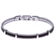 Bracelet acier - 2 cable acier - cuir tressé marron italien - 19,5+1,5cm