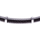 Bracelet acier - 2 cable acier - cuir tressé marron italien - 19,5+1,5cm