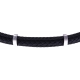 Bracelet acier - 2 cable acier noir - cuir tressé noir italien - 19,5+1,5cm