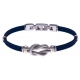 Bracelet acier - 3 câbles acier bleu - nœud marin acier - vis or jaune 18KT 0,03g  - 19,5 + 1,5cm