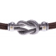 Bracelet acier - 3 câbles acier marron - nœud marin acier - vis or jaune 18KT 0,03g  - 19,5 + 1,5cm