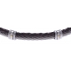 Bracelet acier - 1 cable acier - cuir tressé marron italien - vis en or jaune 18KT 0,03gr - 19,5+1,5cm