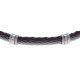 Bracelet acier - 1 cable acier - cuir tressé marron italien - vis en or jaune 18KT 0,03gr - 19,5+1,5cm