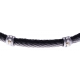 Bracelet acier - 1 cable acier - cuir tressé noir italien - vis en or jaune 18KT 0,03gr - 19,5+1,5cm