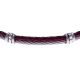Bracelet acier - 1 cable acier - cuir tressé rouge italien - vis en or jaune 18KT 0,03gr - 19,5+1,5cm