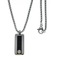 Collier acier  - 1 plaque couleur acier  24x10mm - cuir italien noir - vis en or