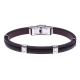 Bracelet acier - cuir tressé noir - cuir marron - or jaune 18KT 0,06gr - 21,5cm