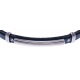 Bracelet acier - cuir bleu italien - plaque acier - vis - 21,5cm