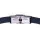 Bracelet acier - cuir bleu italien - plaque acier - vis - 21,5cm