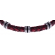 Bracelet acier - cuir tressé rouge et noir italien - composants acier - caoutcho