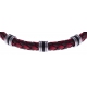 Bracelet acier - cuir tressé rouge et noir italien - composants acier - caoutcho