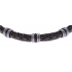 Bracelet acier - cuir tressé marron et vert militaire italien - composants acier