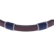 Bracelet acier - cuir marron italien - cordon bleu - 21,5cm