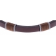 Bracelet acier - cuir marron italien - cordon marron - 21,5cm