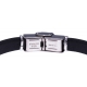 Bracelet acier - cuir noir italien - cordon marron - 21,5cm