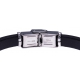 Bracelet acier - cuir noir italien - cable - composants acier - 21,5cm