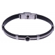 Bracelet acier - cuir noir italien - cable acier - composants acier - cabochon o