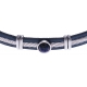 Bracelet acier - cuir bleu italien - cable acier - composants acier - cabochon l