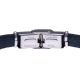 Bracelet acier - cuir bleu italien - cable acier - composants acier - cabochon l