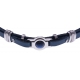 Bracelet acier - cuir bleu italien - cabochon en lapis - composants acier - 21,5