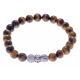 Bracelet acier pour homme - oeill de tigre - howlite blanche - 21 cm