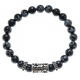 Bracelet acier pour homme - composants aciers - obsidienne neige - 21cm