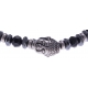 Bracelet acier pour homme - bouddha -hématite - onyx - 21 cm