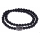 Bracelet acier pour homme - élastique - 2 tours - onyx - 41 cm