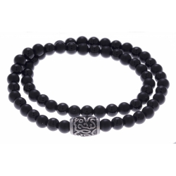 Bracelet acier pour homme - élastique - 2 tours - onyx - 41 cm