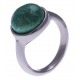 Bague en acier - cabochon chrysocolle - 13mm - T50 à 60