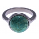 Bague en acier - cabochon chrysocolle - 13mm - T50 à 60