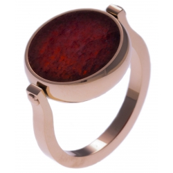 Bague en acier rosé - recto/verso - agate rouge - purple MATRIX - diamètre 14mm